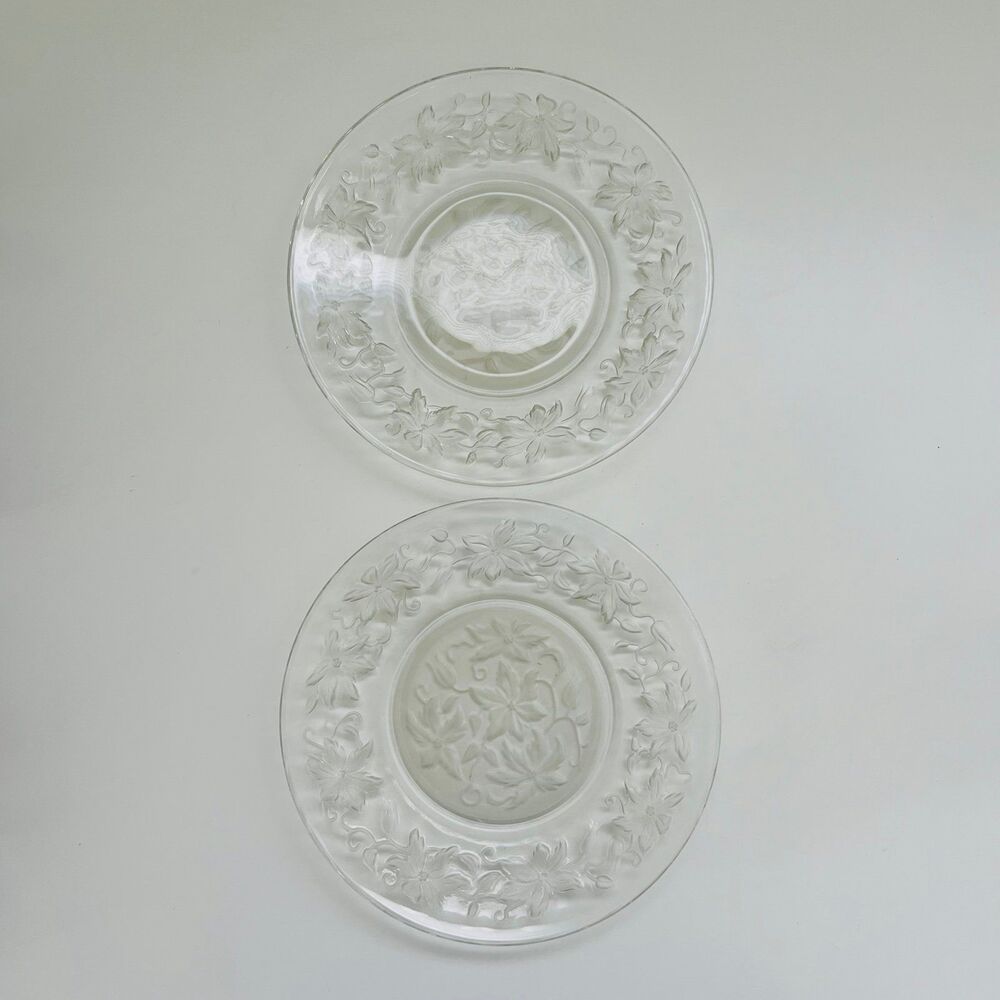 PRINCESS HOUSE Fantasia Clear Pressed Glass Poinsettia Salad Plates, Set of 2